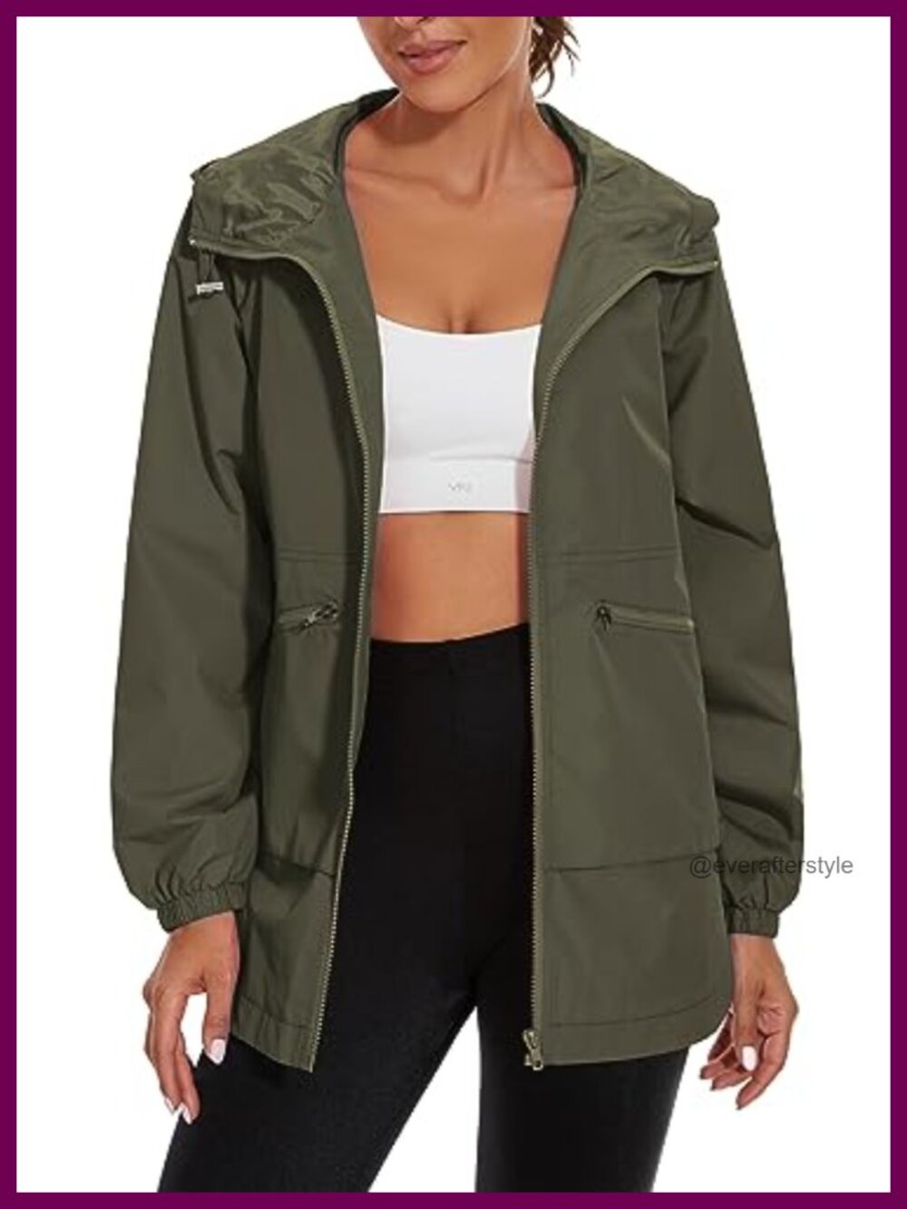 Waterproof Raincoat Lightweight Rain Jacket Hooded Windbreaker Trench Coat